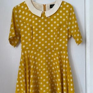 Mustard Yellow Polka Dot Mini Dress